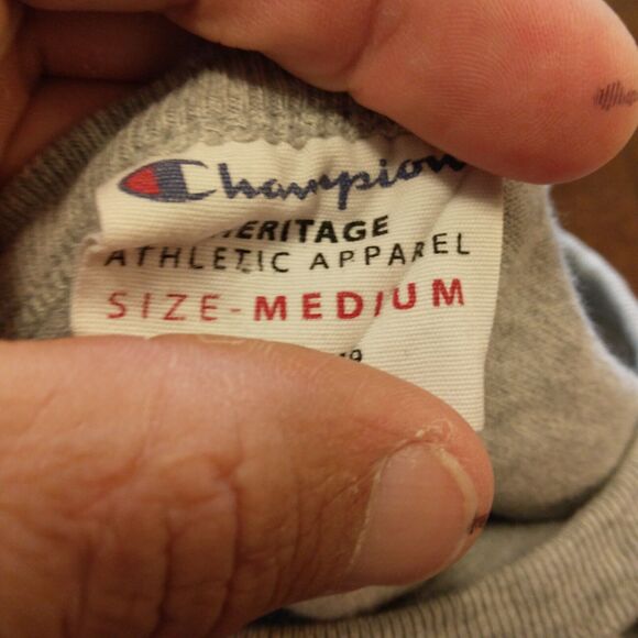 Champion tshirt mens M Medium gray spellout all over short sleeve crew neck - Picture 7 of 9